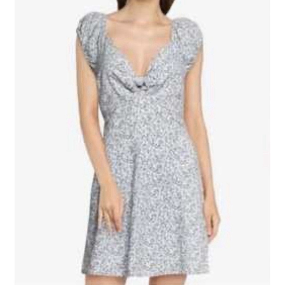 Abercrombie & Fitch Blue Floral Knot Front Mini Dress Size XL Babydoll Cottage